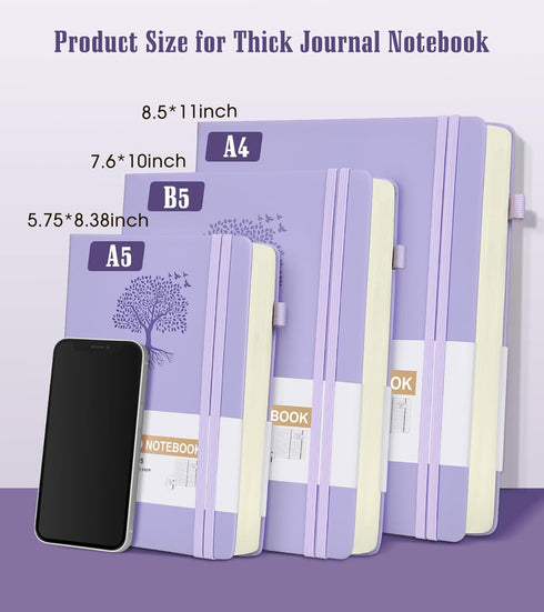 Lined Journal Notebook, 365 Pages B5 Large Journals for Writing Ruled Notebook, Hardcover Leather Journal for Women Men, Daily Notebook for Work, Note Taking, 100Gsm Thick Paper( 7.6'' X 10'' Purple) by Ansopu