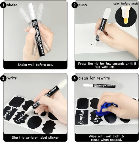 Chalkboard Labels for Jars, 162pcs Waterproof Reusable Stickers with Erasable Liquid Chalk Marker