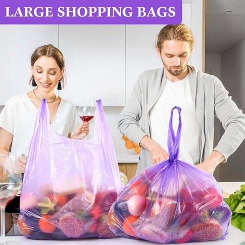 Dunzoom 180 17"x8"x29" 18 Pcs Large Plastic Shopping Bags with Handles Bulk, Jumbo T-shirt Bags Mic Thick for Grocery