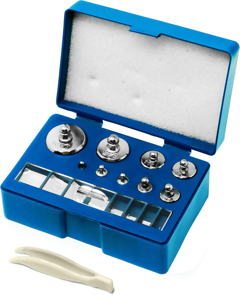 19 pcs Calibration Weight Set 100g – 10mg with Tweezers and Presentation Box for Accurate Precision Balancing