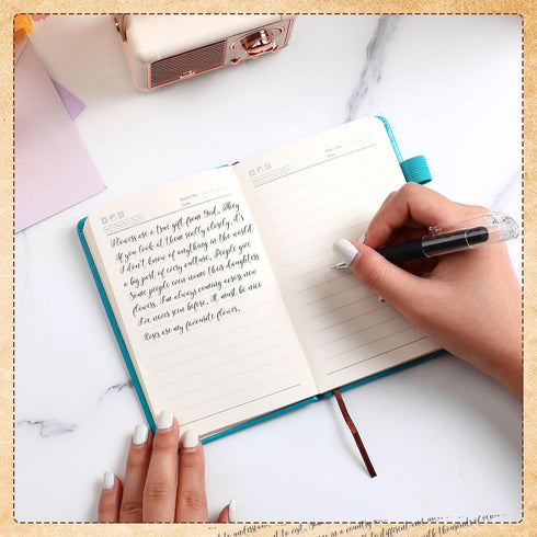 Estune Tree Small Notebooks with Pen, A6 Leather Lined Pocket Notepad, Cute Ruled Journals for School, Business
