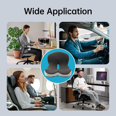 KEZPO Orthopedic Seat Cushion, L-Shaped Ergonomic Memory Foam Back & Seat Support, Non-Slip Breathable Washable Cover
