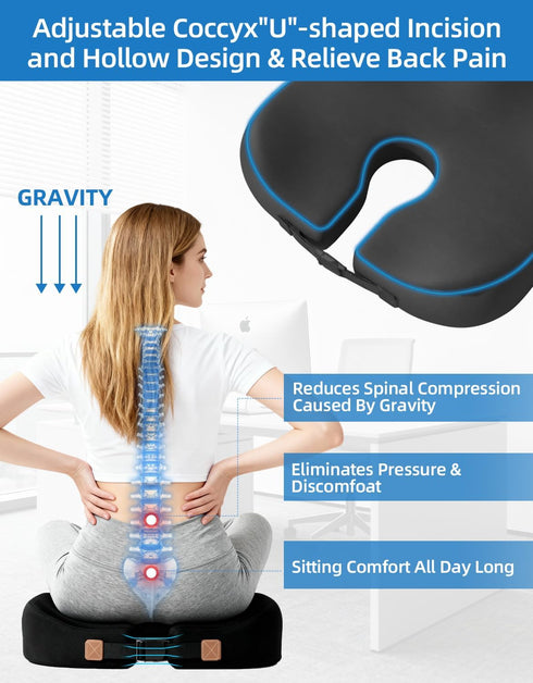 LSMColda Tailbone Extra Dense Orthopedic Seat Cushion, Ergonomic Memory Foam Seat Cushion for Office ChairDesk