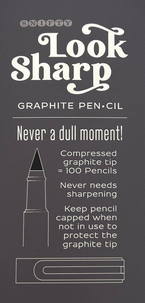 Look Sharp Always Sharp Pen•cil - Compressed graphite tip equals 100 pencils - Gray metal barrel + cap + eraser by SNIFTY