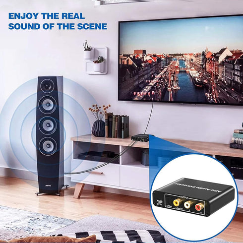 3.5mm HDMI ARC Adapter, ARC Audio Extractor with Digital Optical TOSLINK SPDIF Coaxial and Analog RCA Stereo HDMI ARC