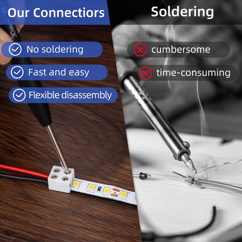 2-Pin 8mm Solderless LED Strip Connectors, Reliable and Easy-to-Install, Solidly Connected LED Light Connectors by SIOKUY