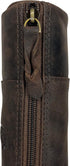 Full Grain Leather Zippered Pencil Case - Rustic Town Pen Holder for Office Use