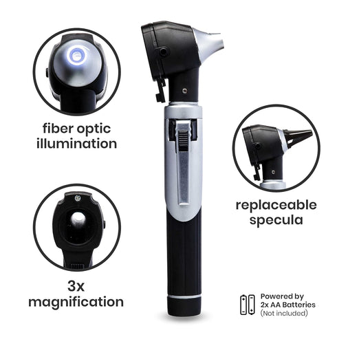 Zyrev ZetaLife Otoscope - Pocket Size Ear Scope with Light for Ear Infection Detection (Black Color)