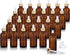 JUVITUS 2 oz / 60 ml Amber Glass Boston Round Bottles - 24 Pack with Gold Metal and Glass Dropper