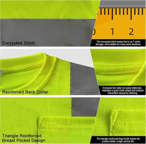 TCCFCCT Hi Vis Shirts for Men Class 3, Long Sleeve High Visibility Work Shirts