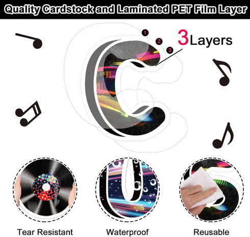 Back to School Musical Notes Rock Record Cutouts, Music Party Classroom Decorations for Kids