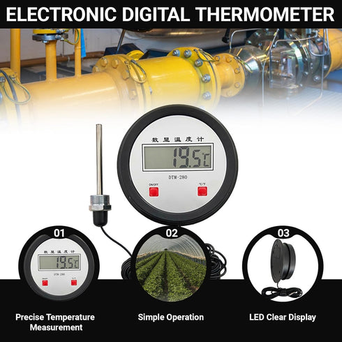 WAGHAVEN Accurate Industrial Digital Thermometers with Long Probe for Accurate Temperature Measurement in Hard to Reach