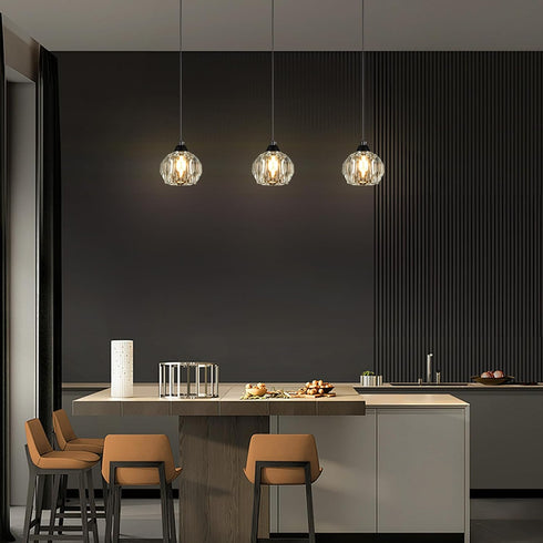 1-Light Weesalife Crystal Chandeliers for Dining Room Lights Fixture Over Table, Black Modern Pendant Light