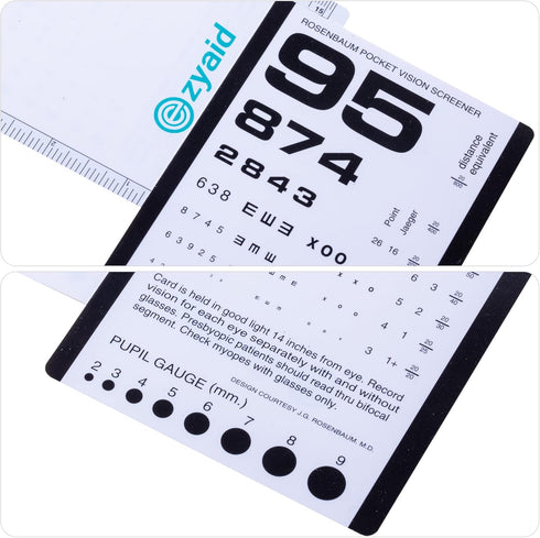 Rosenbaum Pocket Eye Chart with PD Ruler and Eye Occluder, Eye Test Chart Combo Kit for Near Vision Test, Visual Acuity Exam and PD Measurement (14 Inches from Viewer)