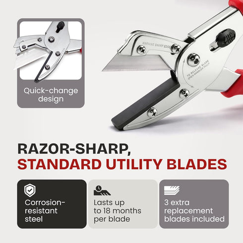 Ronan Multi-Cut Quick Change Utility Cutter, Razor Sharp Multipurpose Cutting Tool Cuts Cable, Wood, Carpet, Laminate