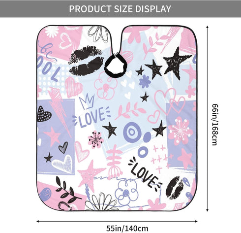 ZZhua Heart Flower Lip Girl Hair Cutting Cape Professional Barber Cape Salon Hairdresser Apron With Adjustable Snap