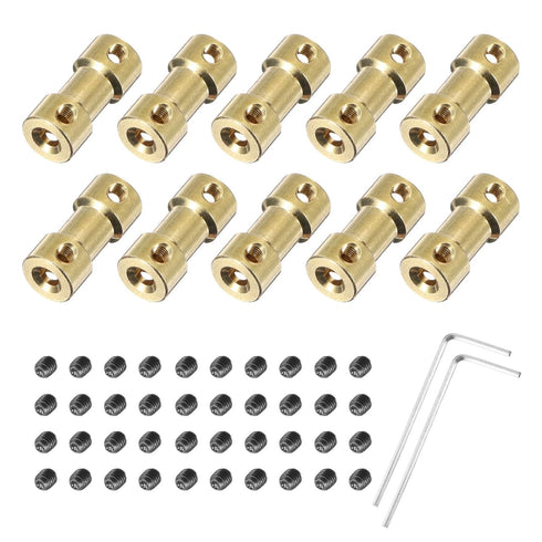 MECCANIXITY 10pcs Brass Shaft Coupling Joint Connector 2mm to 3mm with Screws for RC Model Car Airplane Motor