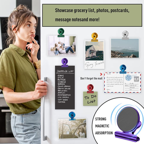 FINDMAG 12 Pack Magnet Clips, Strong Magnetic Clips Heavy Duty, Scratch Free Refrigerator Magnets for Whiteboard,