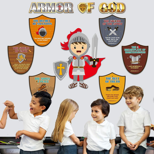 gisgfim Armor of God Bulletin Board Decorations, Christian Bible Verse Cutouts for Classroom Decor