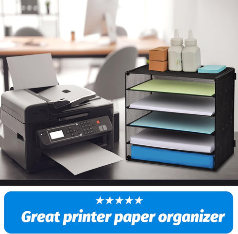 EASEPRES 5 Slot Mesh Desk Organizer Tray, File Paper Letter Holder for Office Home School Classroom Storage