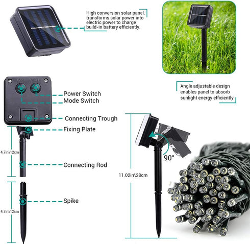 4 Pack 156FT 400LED 8 Joomer Solar Christmas Lights Outdoor, Total Lighting Modes Solar String Light Waterproof Fairy