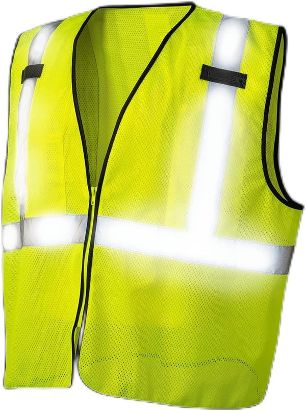 Coast SV300 Rechargeable High Visibility Safety Vest, Dual Mode, Zip Front, 2 Pockets, ANSI/ISEA Standards, Yellow XL
