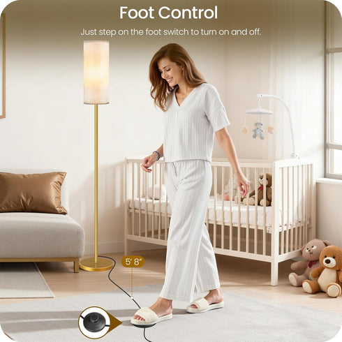 Dimmable Bulb 3000K-6500K, DE06LD05W1 Floor Lamp for Living Room with Remote and Foot Switch, Standing Tall Lamp