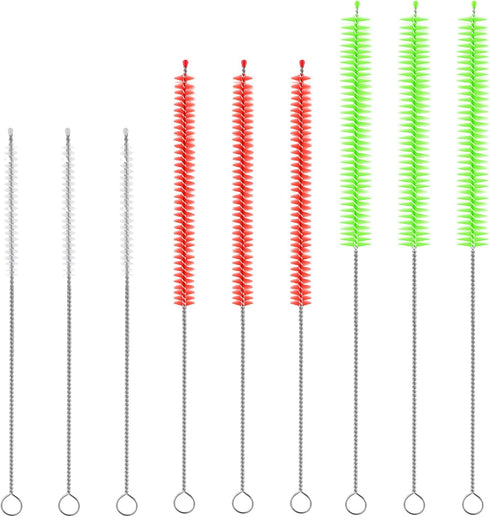 Neyauo 9Pcs Straw Cleaner Brush Set 12"10" 8.5"Long Bendable Reusable Cleaning Brushes with