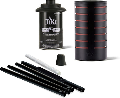 2-Pack 65-Inch TIKI Metal Black & Orange Easy Install Outdoor Torches, Decorative TIKI Torches for Patio, Lawn