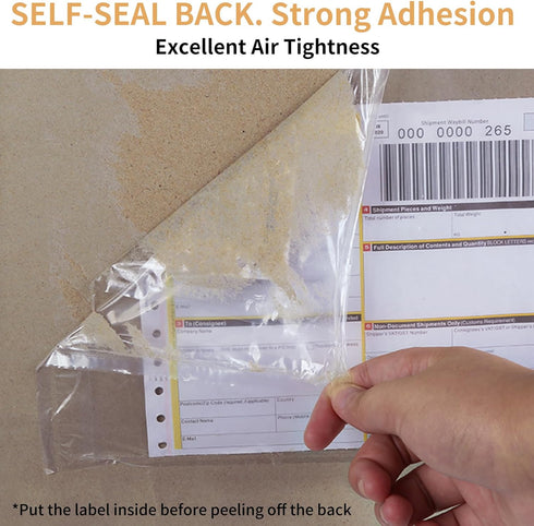 BESTIKER Shipping Label Sleeves 7.5" x 5.5" (500 Packs) Clear Adhesive Packing Slip Pouches for Small Business