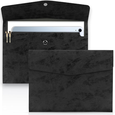 Toplive Soft Waterproof PU Leather A4 Document File Folder, Expanding Organizer Portfolio with Card Holder and Pen