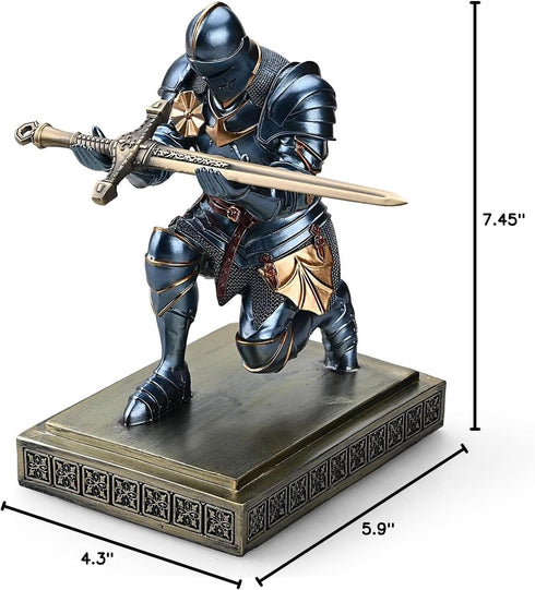 Medieval Armored Warrior Knight Pen Holder Desk Organizers and Accessories Resin Pencil Holder Paperweight as Gift