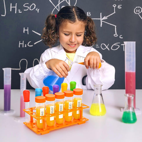 ZENFUN 12 Pieces Jumbo Test Tubes with Stand, 5 Jumbo Test Tubes, 6 Liquid Droppers, 1 Storage Stand, Multi-Color