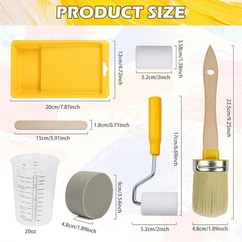 Starry 20PCS Set,Small Set (2 Inch) Paint Brush and Roller Paint Roller Sponge Applicators, Tray Liner, Mixing Cups