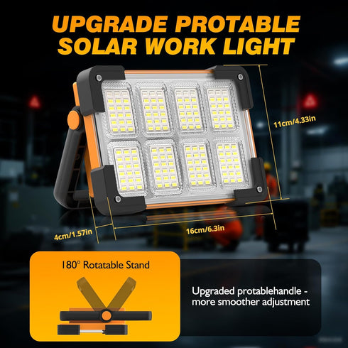 120W 144 10000LM 4 IP66 Solar Rechargeable Work Light, LED Led Work Light with Modes, Portable Flood Light with Stand