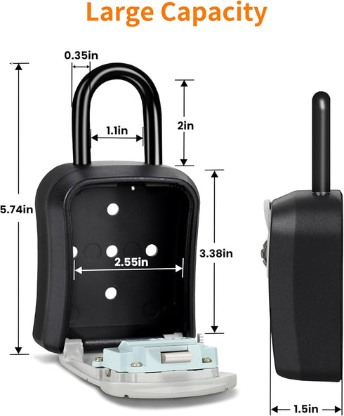 Portable Key Lock Box, Security Lock Box for Indoor and Outdoor Use, Garage, Garden, Store