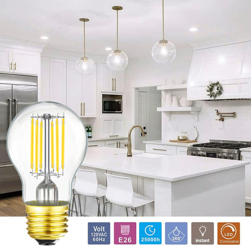 Dimmable A15 Bulb 8W 75 Bulb 4000K AC120V 900LM E26 Bulb Bulb,Pack 6. Leools led Equal watt Vintage LED Edison Neutral