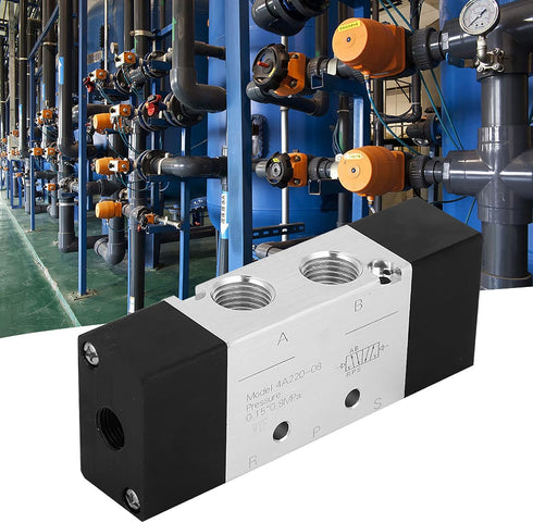 1/4in 5 Way Air Valve, 2 Position Inlet/Outlet 4A220-08 Pneumatic Valve for Mechanical and Textile Equipment