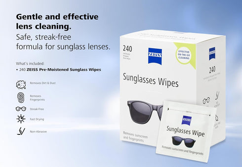 240 Count ZEISS Pre Moistened Sunglasses Cleaning Wipes