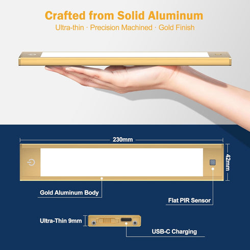 V4light 1500mAh Dimmable 3 Closets (9 Rechargeable Motion Sensor Under Cabinet Light, Magnetic LED Bar with Battery