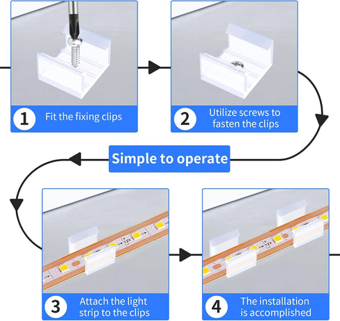 50Pcs H-014 LED Strip Light Clips Neon lamp Mounting Fixing Bracket PP Waterproof Clamp Holder with Screws for LED
