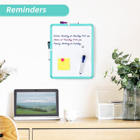 Small 14'' x 11'' Magnetic Dry Erase Board, Mini Whiteboard with Markers for Kids, Students, Fridge, Wall