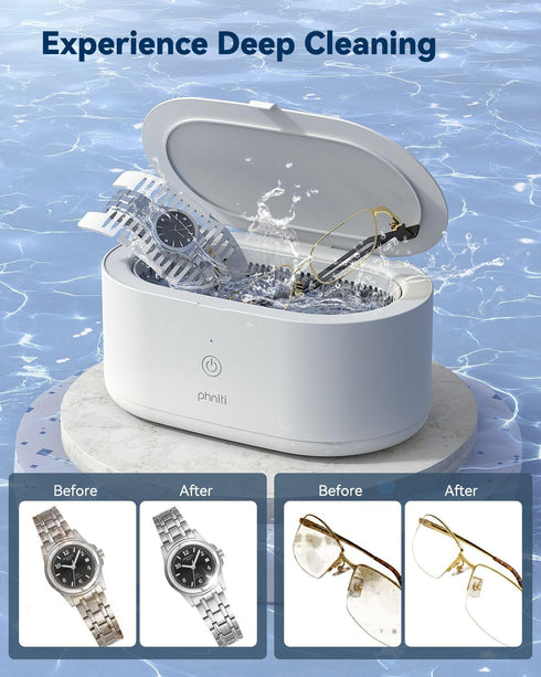 Phniti 20OZ Ultrasonic Jewelry Cleaner for Silver Rings, Necklaces, Eyeglasses, Deep Cleaning Machine for Dental