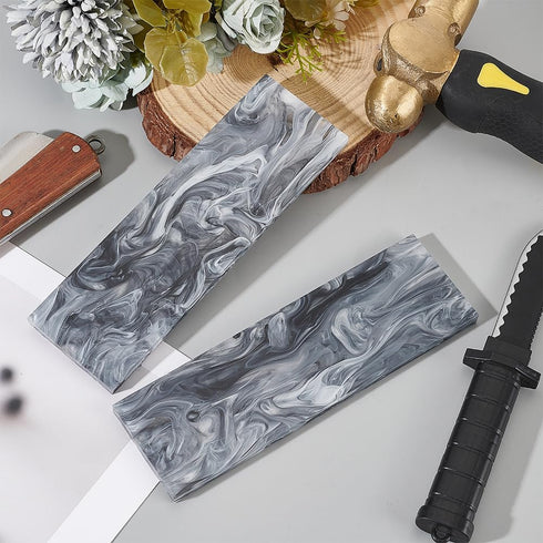 2pcs Black Marble Pattern Acrylic Knife Handle Scales, 6.3 2 0.27inch Knife Grips Sheets for DIY Crafts