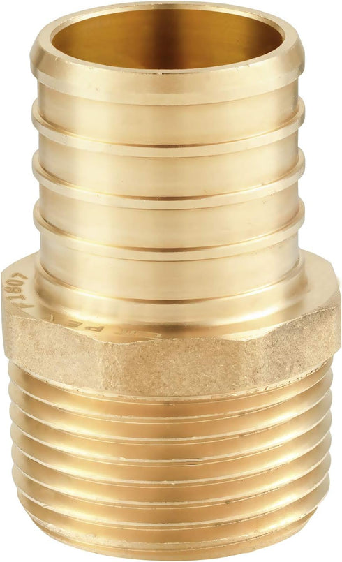 EFIELD Pex Barb Crimp Brass Fittings (Pack of 5) 3/4 Inch x 1/2 Inch Male NPT Adapter, ASTM F1807