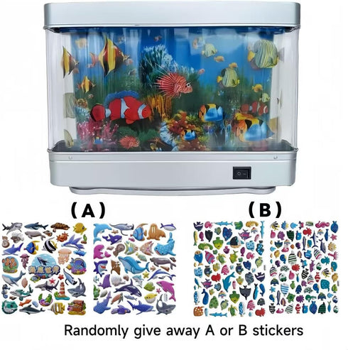 XiaYiTL 80s Fake Fish Tank Lamp - Moving Aquarium Night Light with Virtual Ocean Effect, Retro Design for Adult