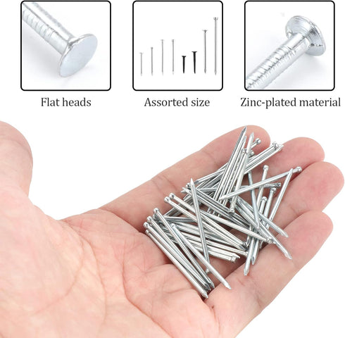 OCR 2510PCS Set Nails Assortment Kit, Galvanized Nails with Storage Case - Including Brad Head, Flat Head & Studs