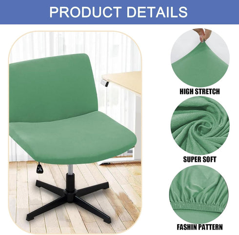 Ouxeer Armless Criss Cross Office Desk Chair Cover, Elastic Criss Cross Office Desk Slipcovers, Accent Mid Back Wide