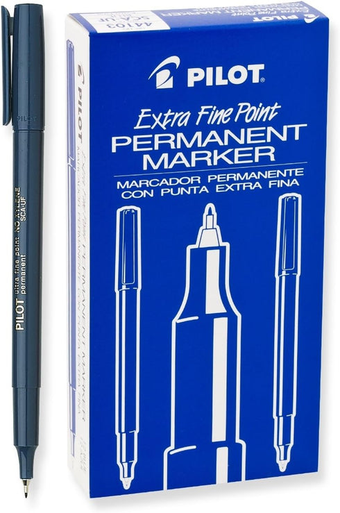 Pilot Extra Fine Point Permanent Markers, Blue Ink, 12-Pack