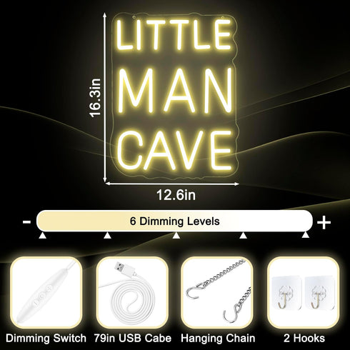 Dimmable Little Man Cave Neon Sign Neon Signs for Wall Decor Inspirational LED Signs USB Light Up Sign for kids Baby